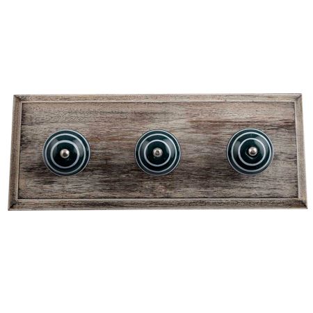 Forest Green White Strip Wooden Hooks